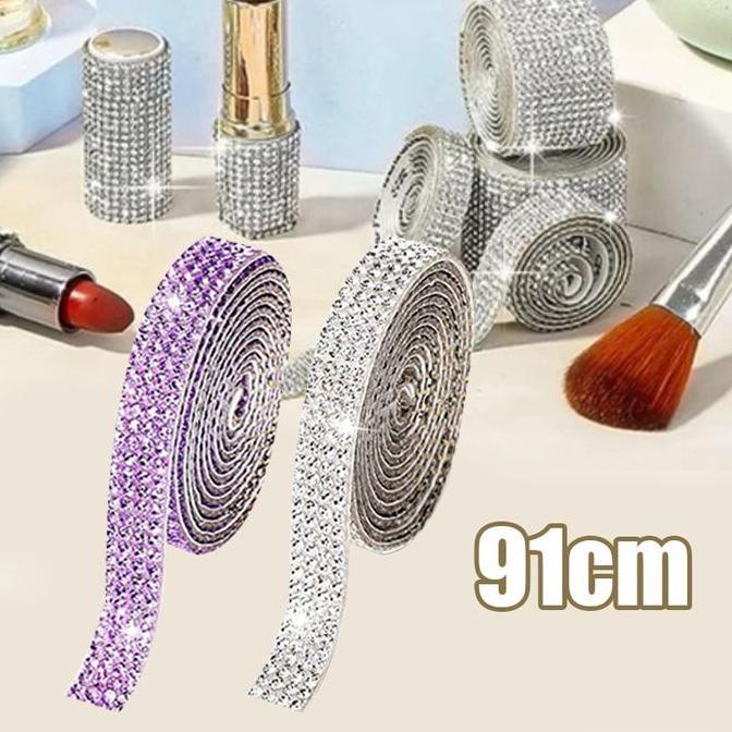 HAZORUN 91cm Sticker Kristal Berlian DIY Rhinestone Sticker Bling Bling Sticker Crystal Untuk Dekora