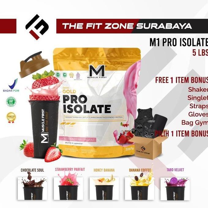 Terlaris M1 Muscle First Gold Pro Isolate 5 Lbs 2267 Gram 64 Servings Susu Whey Protein Isolate Wpi 