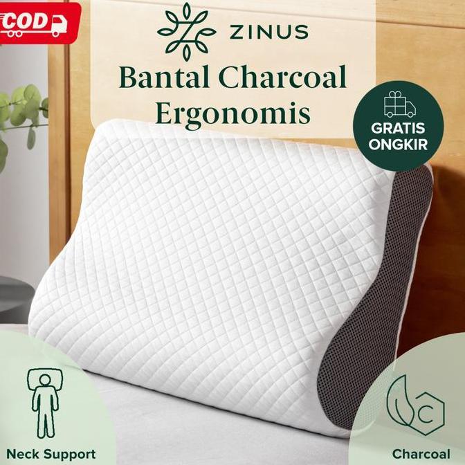 Bantal Zinus Charcoal Memory Foam Tencel Cover Bed [COD]