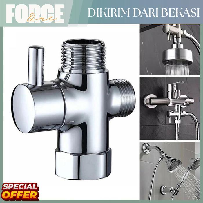 Force One Keran Cabang 3 Saluran Shower Kuningan - Switch Valve Pengalih Air Tiang Shower Anti Bocor