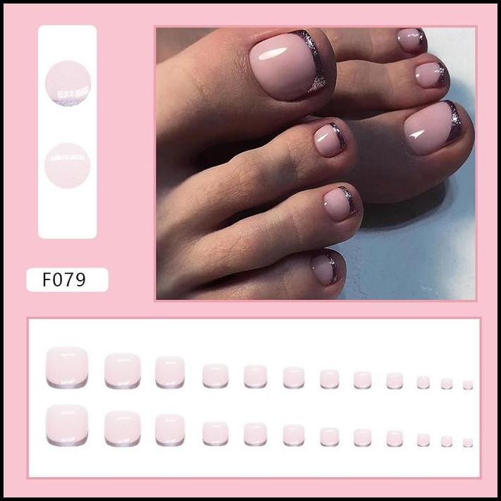 F079 - Kuku Cantik 24pcs set Kuku Palsu Fake Nails Box Free lem cair / jelly tahan air Kuku Palsu im