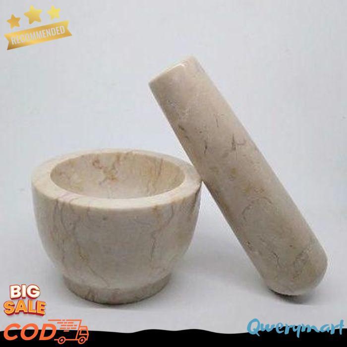 Lumpang Alu Batu Marmer Lesung Mini Marble Stone Mortar Pestle Tumbukan Ulekan