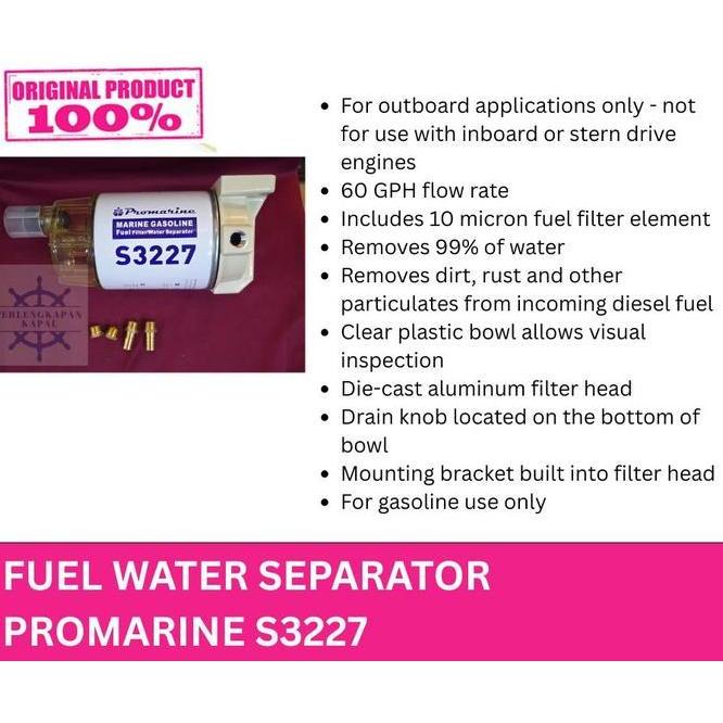 Fuel Water Separator Promarine S3227/ Filter Racor Mesin Tempel Bensin S-3227 Merk Promarine