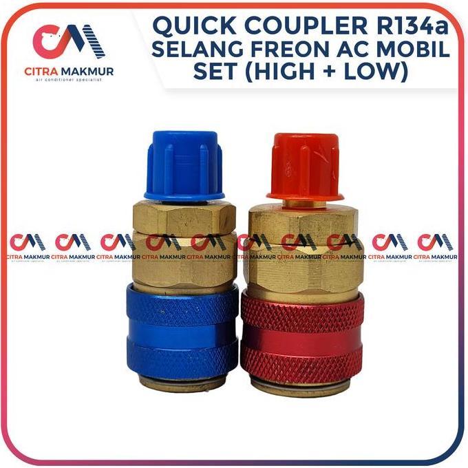 QUICK COUPLER R134A SELANG FREON AC MOBIL KULKAS FREEZER TEMBAGA QC 12 BIRU MERAH CMO27