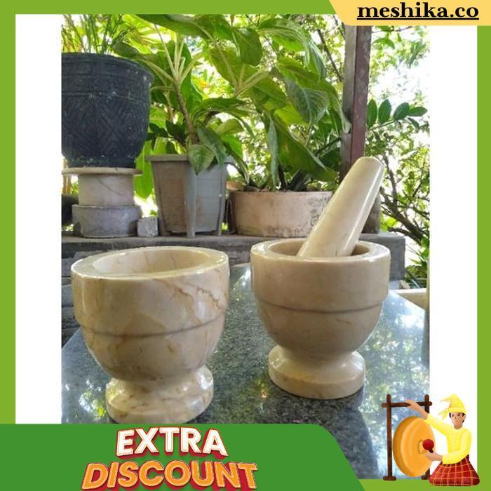 Lumpang Alu Batu Lesung Mini Marmer Asli Tumbukan Tumbuk Obat Puyer Ulekan Ulek Mortar & Pestle 6/3