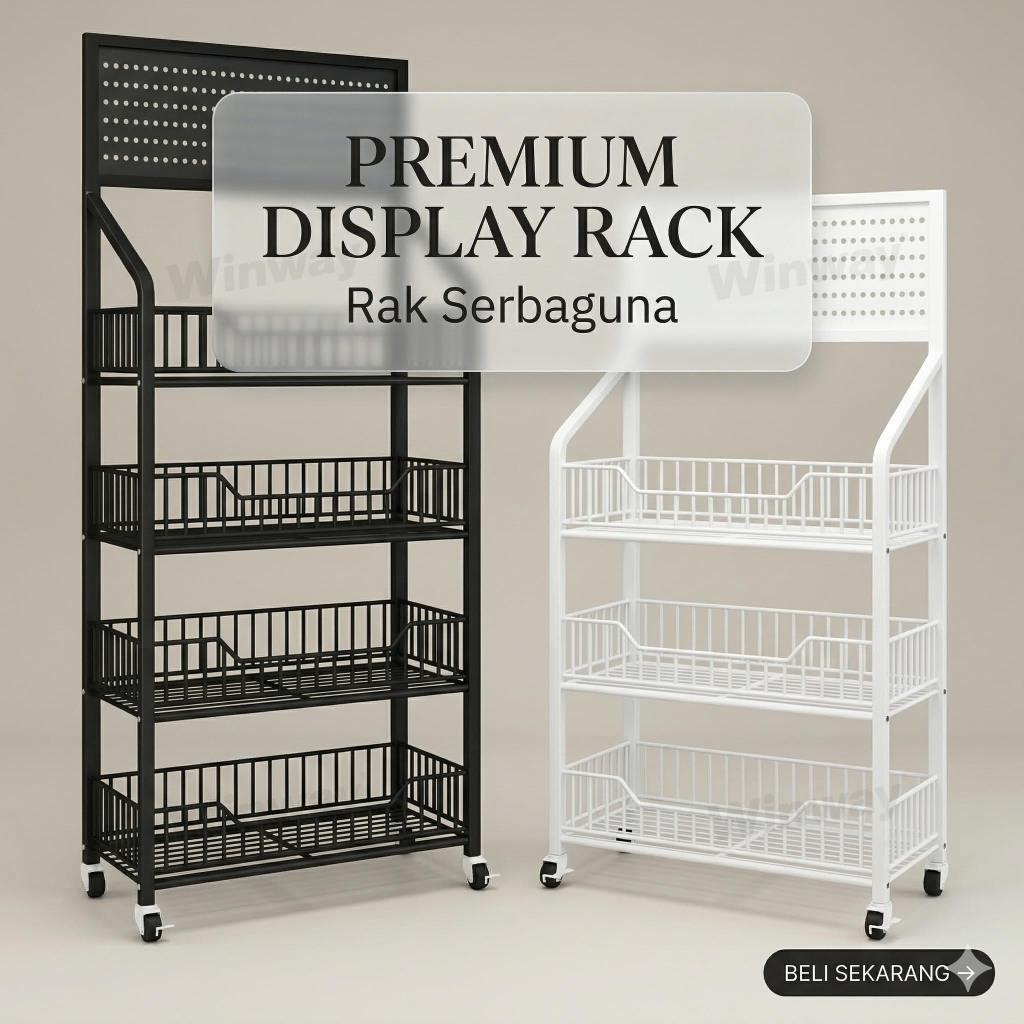 Rak Troli Susun 4/5 Besi Penyimpanan Dapur  Display Toko Snack Chiki Serbaguna Sembako Jajan Toko Ta