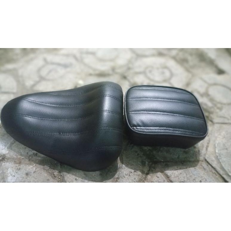 Murah Jok Chopper Bobber Busa Biru Kulit Karbon