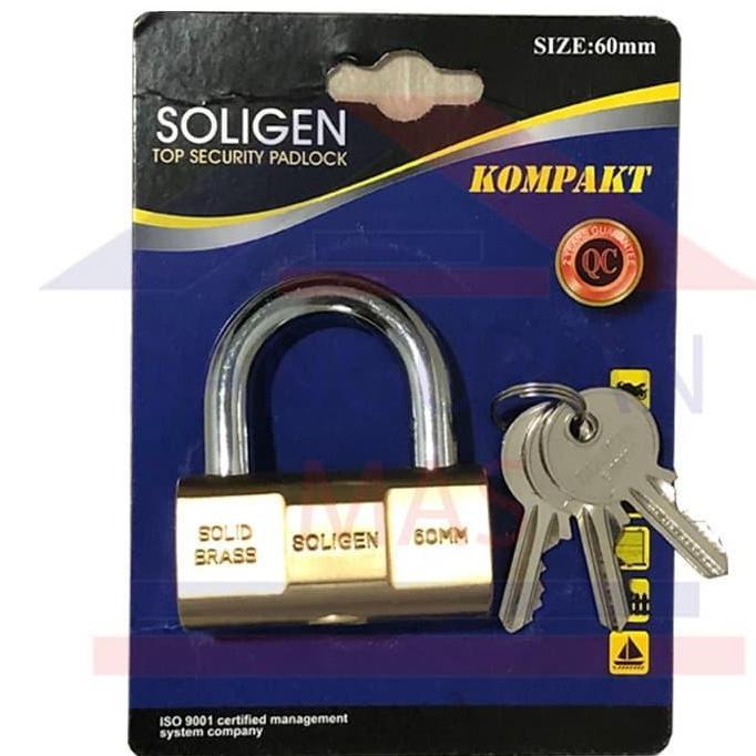Termurah Gembok Soligen 60Mm Kuningan/Gembok V Soligen 60Mm /Gembok Anti Potong