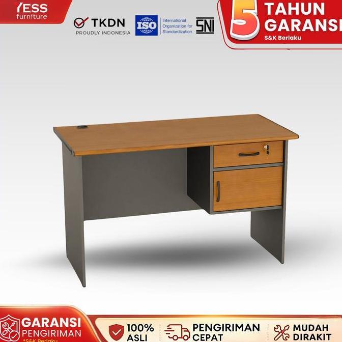ikaarifatullistiana - Meja Kantor Meja Kerja Kayu 1/2 Biro 1 Laci 1 Loker Teakwood Black PVC MV 501