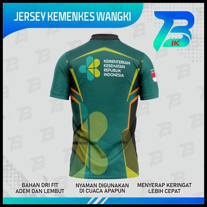 Jersey Wangki Kemenkes Lengan Pendek/Kaos Kerah Kemenkes Fullprinting/Jersey Polo Kemenkes Dryfit Be