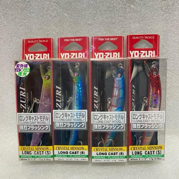 Umpan lure casting Yozuri crystal minnow long cast 90mm 11g type sinking