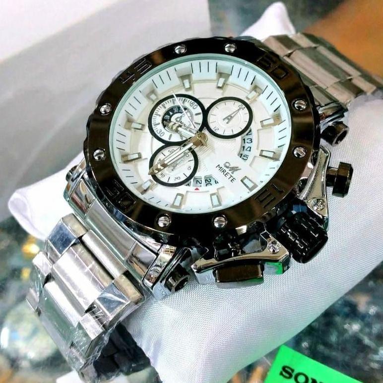 100% AMAN Jam Tangan Pria Mirete Free Box New | Anti Air Rantai Stainless Stell | JAM Tangan Kasual 