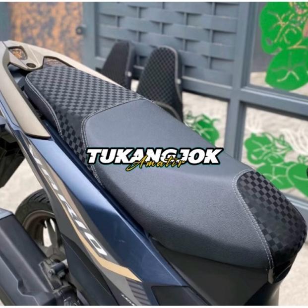 Murah Kulit Jok Motor Sarung Jok Kombinasi Bahan Kulit Jeruk X Catur 3D Sarung Jok Beat,Vario, Scoop