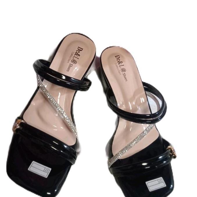 DV43 - sandal heels wanita dns 14 jelly permata hak 3 cm