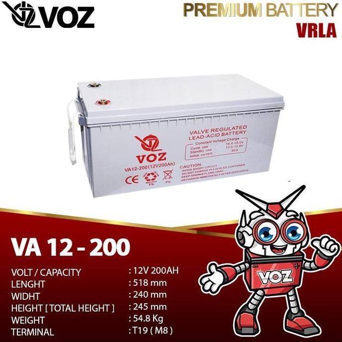 TERBARU - VOZ Battery VA 12-200 (12V 200AH) VRLA Deep Cycle 12v 200ah deepcycle