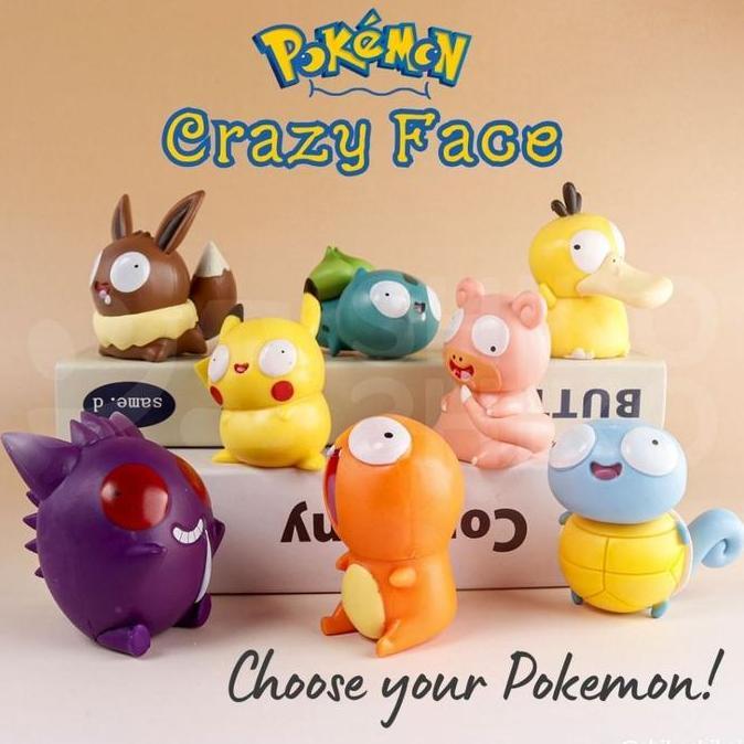 mainan - FGCpog Figure Kecil Chibi Lucu Pokemon Gila Pogil Pikachu Crazy Funny Face Diskon