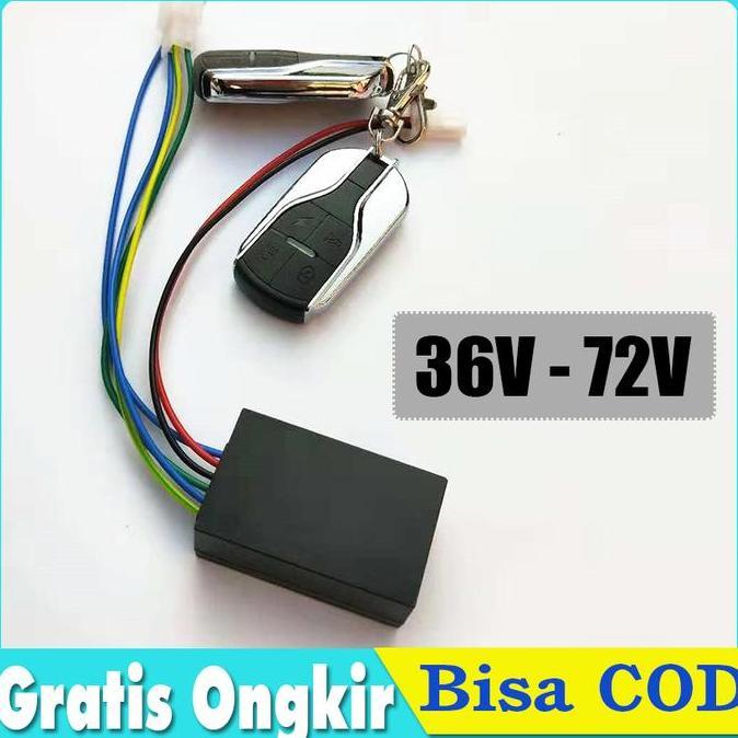 VIRYEOU Ebike Alarm Sistem Set Alarm Remote Sepeda Listrik Scooter 36 - 72 V