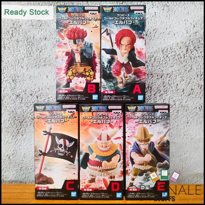 mainan - WCF One Piece Elbaf Figure Japver Original (Shanks Kid Brogy Dorry Red Hair Pirates Flag) D