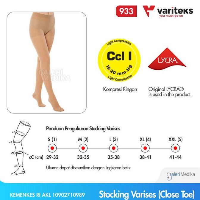 Grosir Variteks 933 Stoking Varises Kompresi Ringan / Stoking Kesehatan