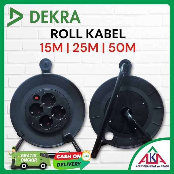Gulungan Rol Kabel Roll DEKRA 15M / 25M / 50M Bracket Putar Stop Kontak Klosan Bobin Tanpa Kabel