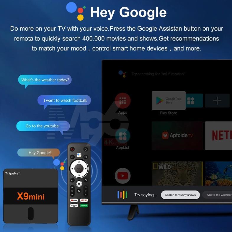 TERBARU Tripsky X9mini Android Tv Box 4K Full HD Smart Tv Box  Android 14.0 Bluetooth Tv Box