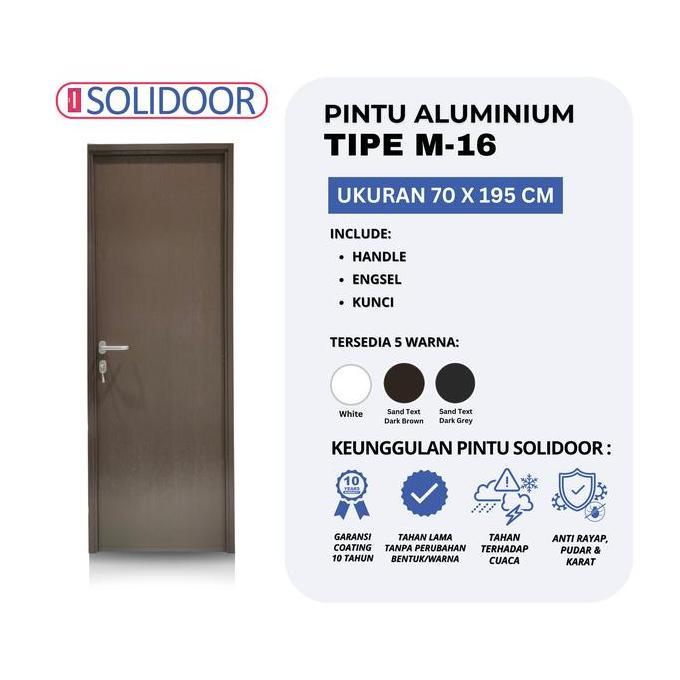 Terlaris Solidoor M-16 Pintu Aluminium 70X195 Cm | Kuat, Tahan Cuaca & Mudah Dipasang | Pintu Rumah 