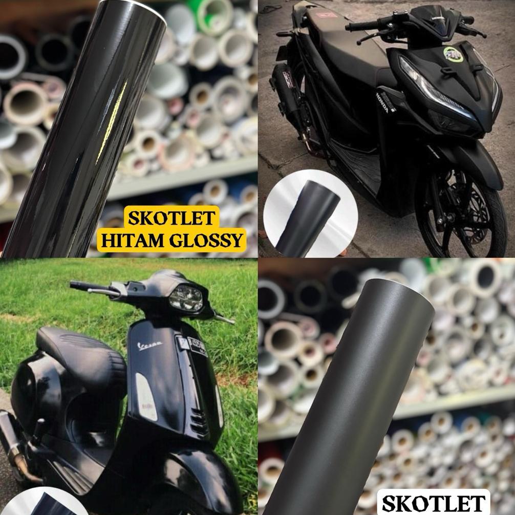 Paket Hemat Sticker Hitam Glossy/Sticker Mengkilap/Skolet Glossy/Glossy Metalic Black/Sticker Motor/
