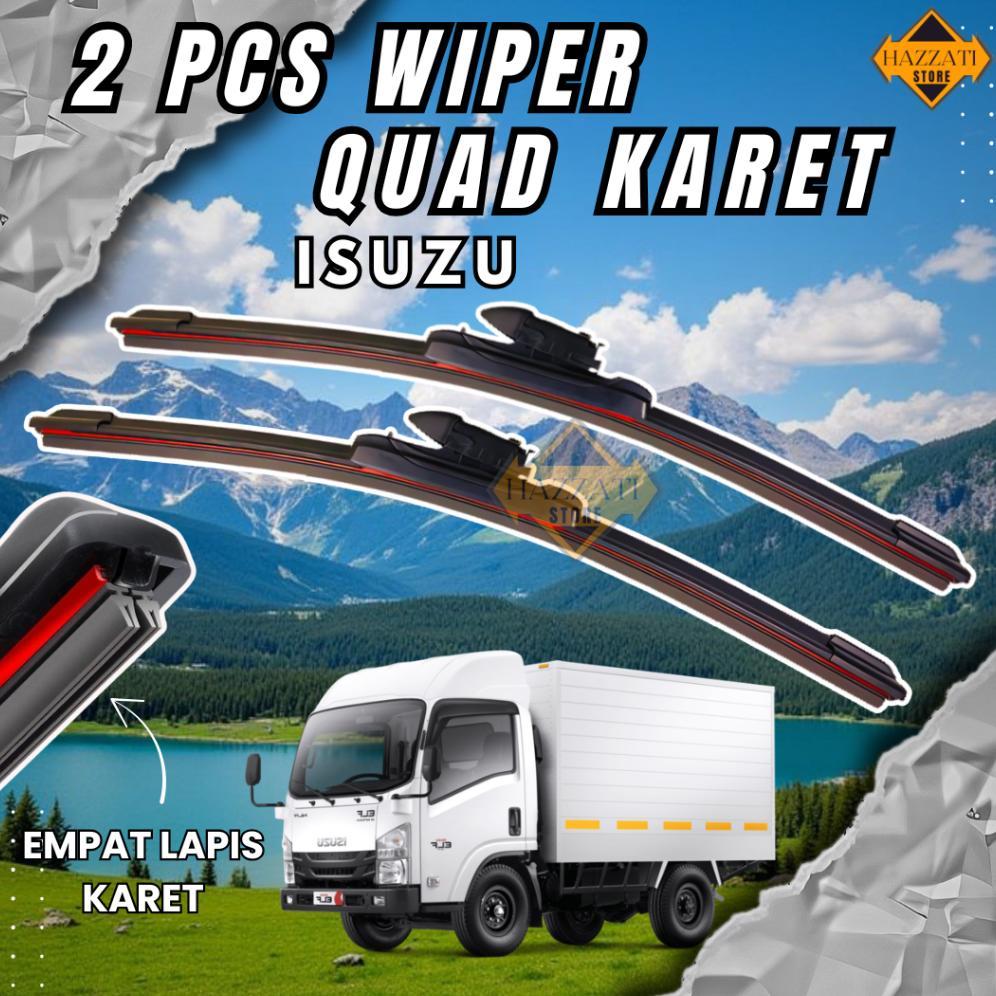 Hot Wiper Truk Isuzu Frameless Quad Blade 4 Lapis Karet Premium Sepasang
