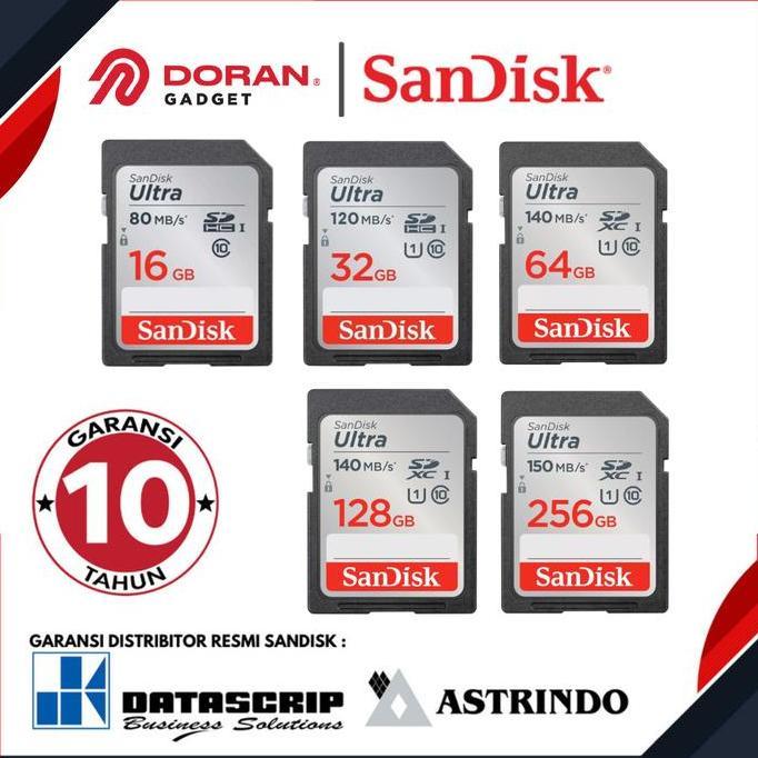 Sabdaa317 - SD Card Sandisk Ultra SDHC SDXC 16GB 32GB 64GB 128GB 256GB up 150Mbps