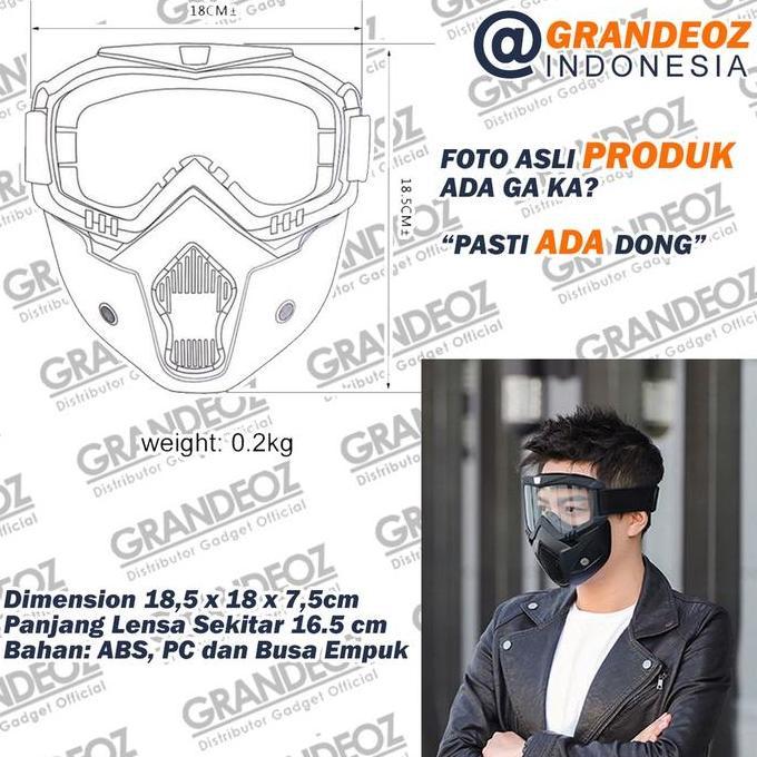 ZEFARADILA - TAFFSPORT KACAMATA GOGGLES + MASKER MASK HELM MOTOR PUTIH GOGGLE SPORT SKI TOPENG MASKE