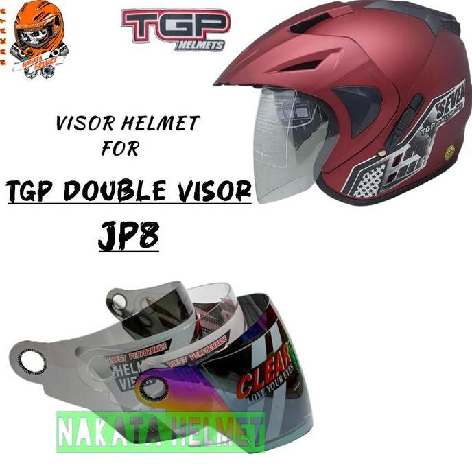 Kaca helm TGP DOUBLE VISOR visor helmet tgp JP8 bening hitam pelangi