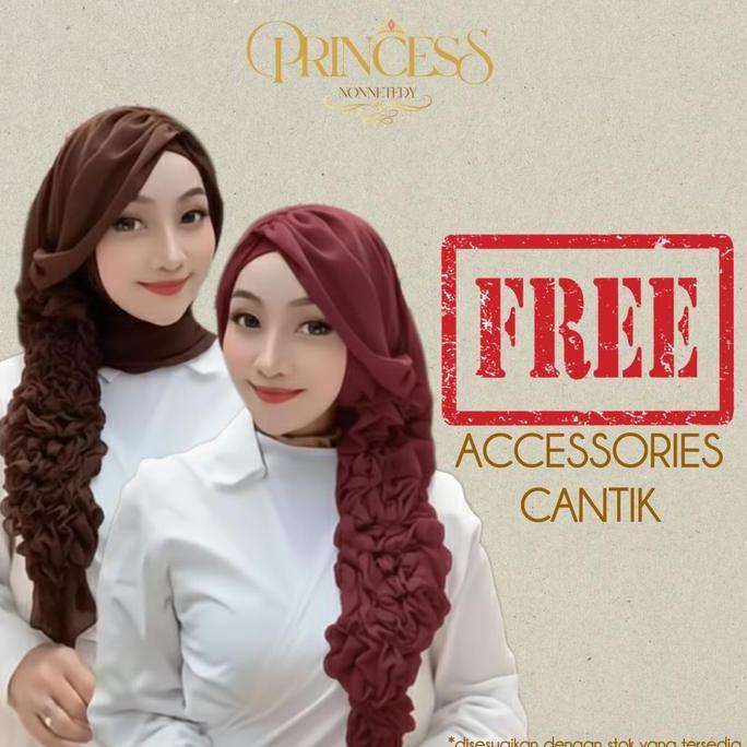 Parda- New- Princess Nonnetedy - Queen Curly Bunga Mar Hijab Instan - Kerudung Pesta / Kondangan / C