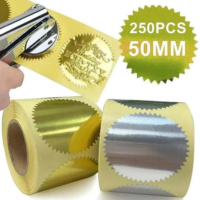 STICKER SEAL UNTUK EMBOSS STAMP STICKER EMBOSS CUSTOM STIKER LOGO GOLD EMBOSS SERTIFIKAT