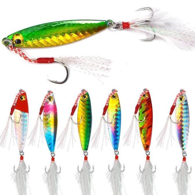 Set Umpan Pancing Laut Jarak Jauh Pelat Besi 7/10/15/20/25/30G Umpan Pancing Laut Trolling Perahu Pa
