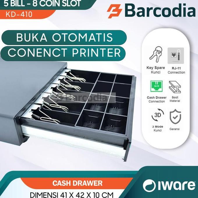 PROMO - LACI UANG CASH DRAWER IWARE KD410 5BILL 8COIN TEMPAT SIMPAN UANG KASIR