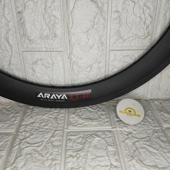 Rims Velg 20 Plus 451 ARAYA KS40 Rim 20x1 3/8 Sepeda Lipat Seli Double Wall 4cm V Dan U Brake Lubang