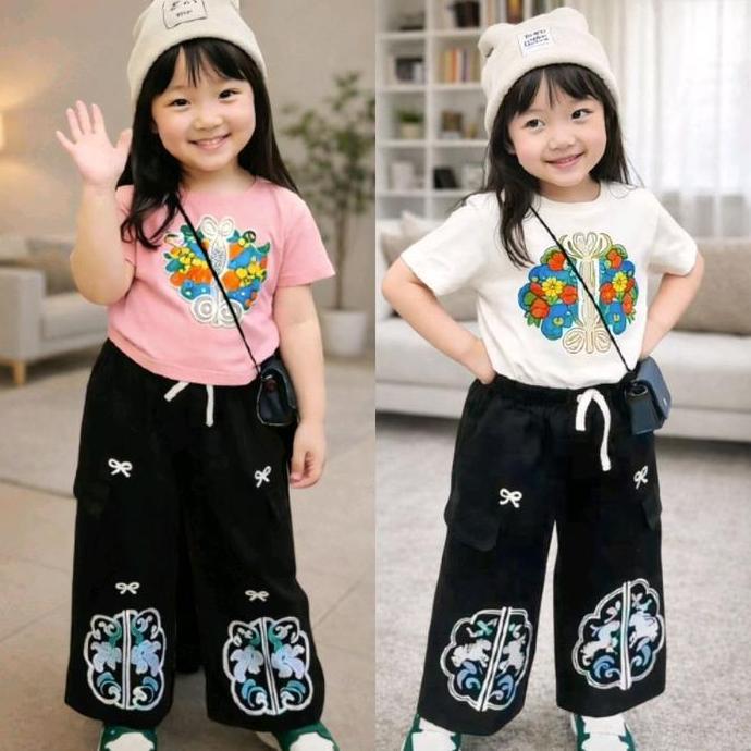OOTD Baju anak setelan baju anak perempuan 1-12 tahun motif bunga OOTD