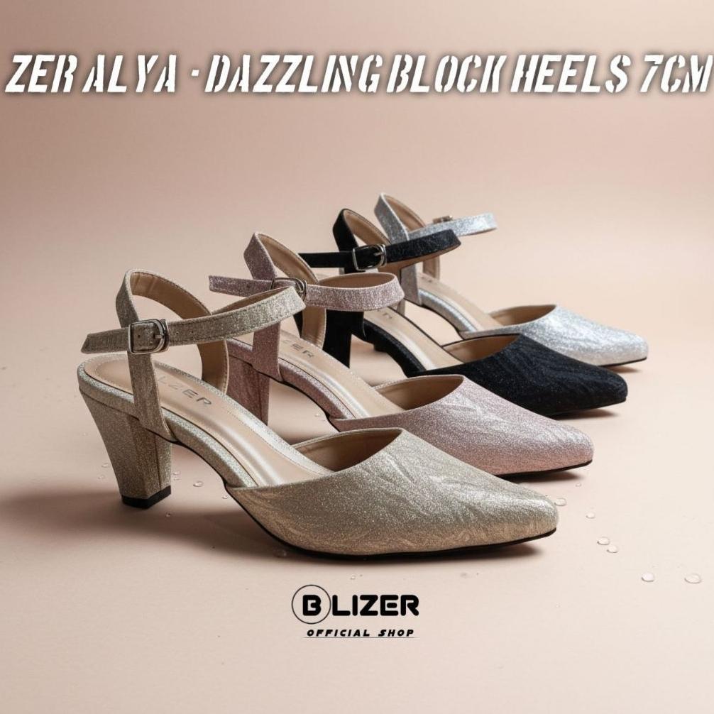 Murah Zer Alya - Block Heels 7Cm Dazzling Elegant Shoes Pesta High Heels Wanita Nyaman