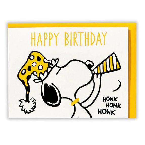 (Best) GREETING CARD- HALLMARK- PEANUTS- SNOOPY HORN- BIRTHDAY CELEBRATION-JP
