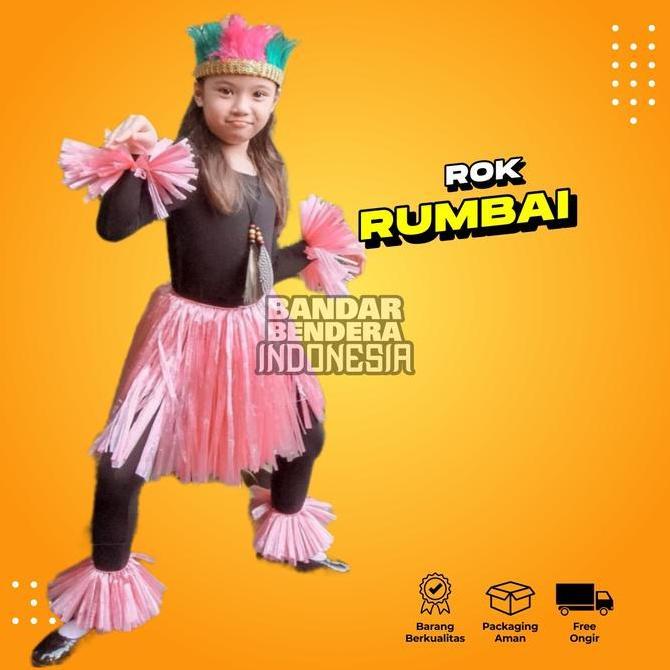 Rok rumbai merah putih handmade tali rafia DIRGAHAYU HUT RI