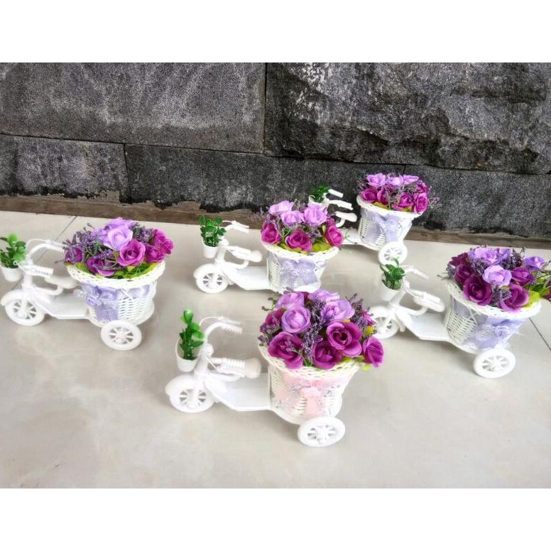 HOT PRODUCT (COD) BUNGA SEPEDA HIAS ARTIFICIAL PLASTIK RANGKAIAN BUNGA SEPEDA MINI BUNGA HIAS PLASTI