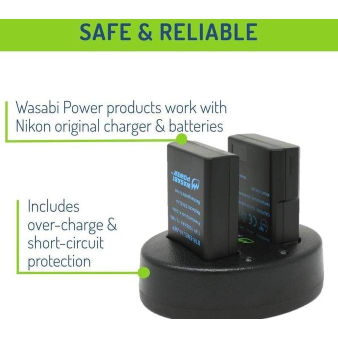 sabi Power Battery & Charger KIT for Nikon EN-EL14 ENE-EL14a ENEL14 ENEL14a EN EL14 EL14a Baterai Ka
