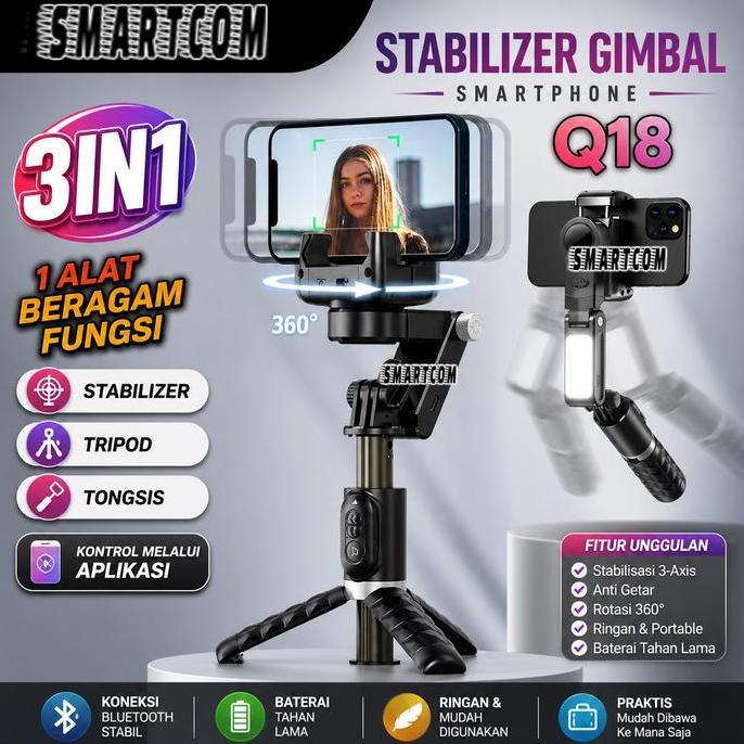 Gimbal Stabilizer L09 Selfie Stick Tripod Shooter Lampu Smartphone