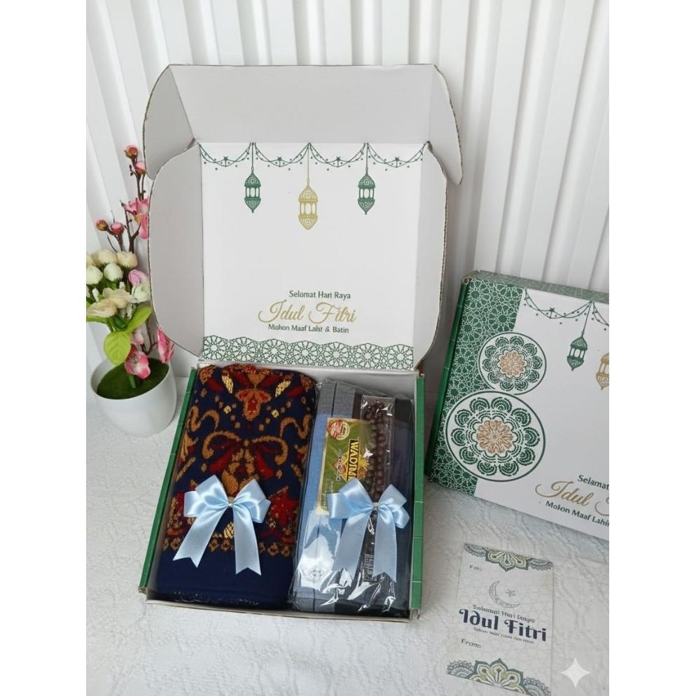 Diskon Hampers Premium Alat Sholat Pria / Hampers Lebaran / Ramadhan Paket Sarung Dan Sajadah Tebal