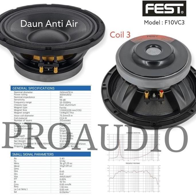Speaker 10 Inch Fest F10VC3 F 10 VC 3 F 10VC3 Original Dijamin Mantap