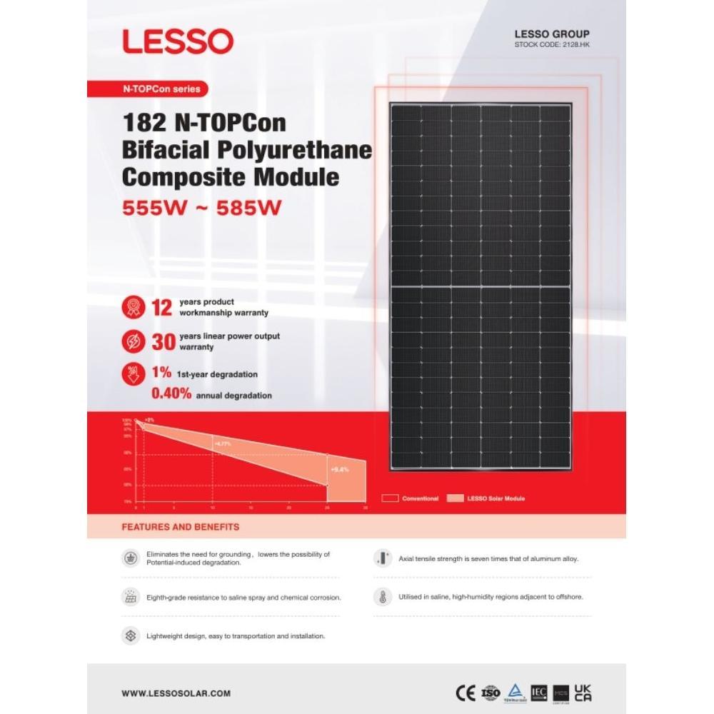 LESSO PANEL SURYA 550WP 585WP N-TYPE MONOCRYSTALLINE SOLAR PANEL SOLAR CELL SNI PLTS OFF GRID ON GRI