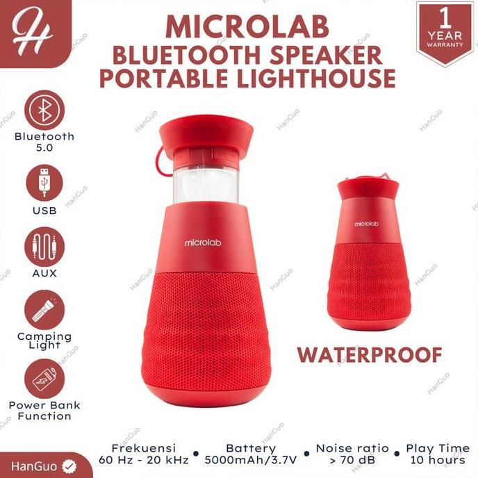 MICROLAB LIGHTHOUSE BLUETOOTH SPEAKER PORTABLE CAMPING OUTDOOR