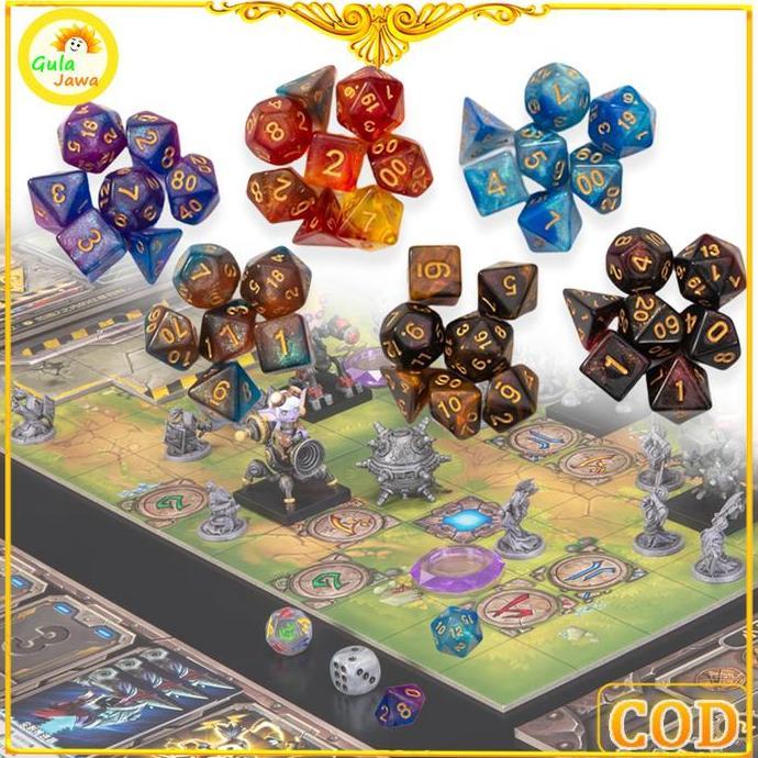 FANA 7 buah/set Dadu Polyhedral Bentuk Multi Sisi Dadu Transparan RPG DND