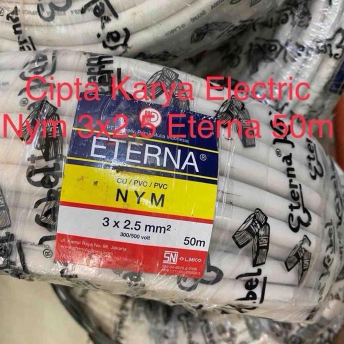 Promo Kabel Nym 3x2.5 Eterna / 3x2,5 Eterna 50m Engkel Putih / Eterna 3x2.5 Diskon