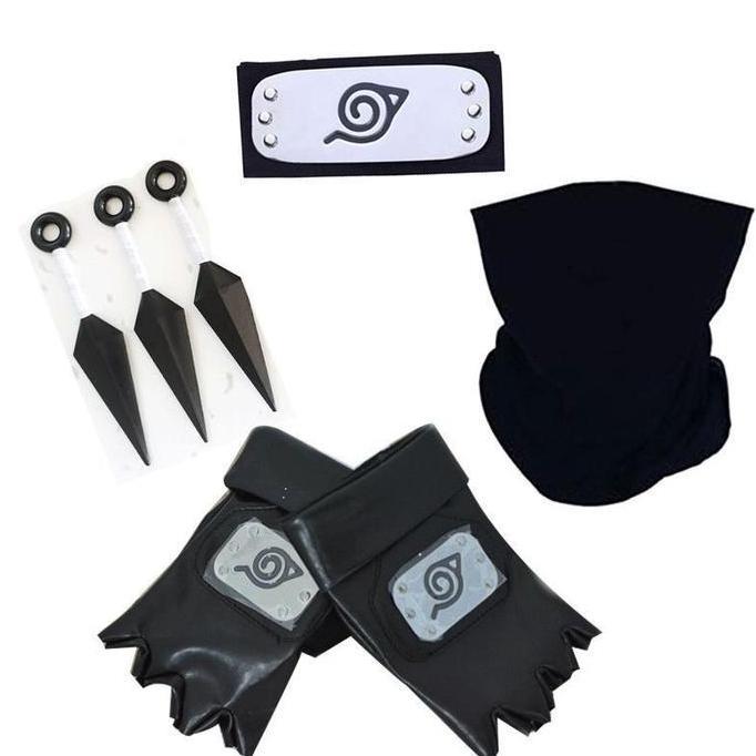 HATSUD Accessories cosplay kakashi 7Pcs Peralatan Naruto Kakashi Headband Kakashi Mask Kakashi Glove